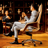 Hiram-L 時尚輕奢風辦公室皮革特色休閒扶手椅